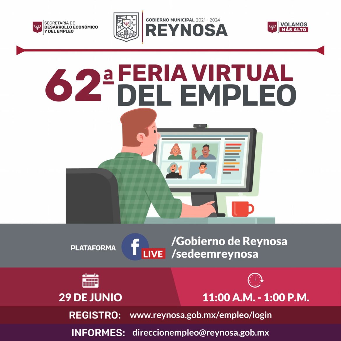 Realizará Gobierno de Reynosa 62ª Feria Virtual del Empleo