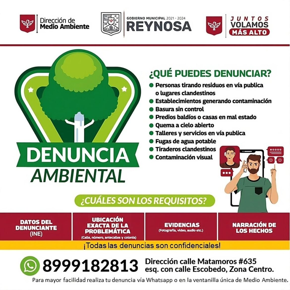 Exhorta Gobierno de Reynosa a cuidar medio ambiente y emitir denuncias
