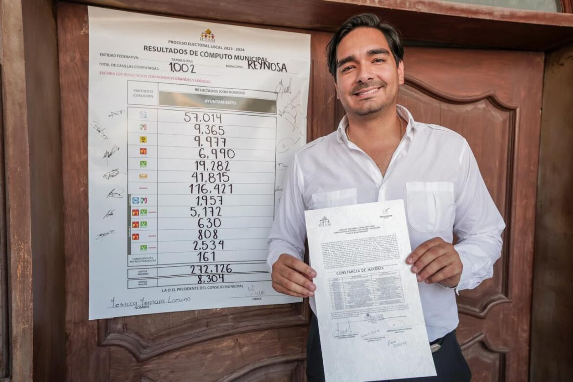 Recibió Carlos Peña Ortiz Constancia de Mayoría, al superar los 151,000 votos hizo historia como Alcalde más votado de Reynosa y de Tamaulipas